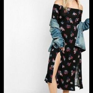 Express black floral off the shoulder dress